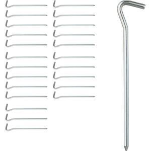 Relaxdays - Tent Pegs Set of 48, Ground Anchor for Hard Soil, Camping, Iron, Rounded Hooks, Metal, Durable, 18cm, Silver