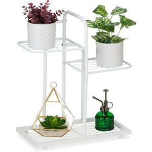 Relaxdays - Plant Stand, 3 Levels, for Flower & Herb Pots, HxWxD: 50.5 x 44 x 22 cm, Steel, Indoor Decorative Rack, White