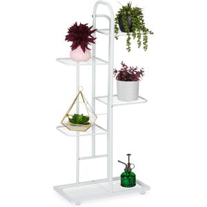 Relaxdays - Plant Stand, 5 Levels, for Flower & Herb Pots, HxWxD: 96.5 x 44 x 22 cm, Steel, Indoor Decorative Rack, White