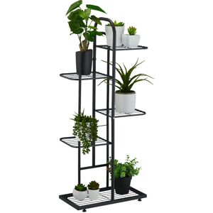 Relaxdays - Plant Stand, Flower Pot Holder with 5 Tiers, hwd: 96 x 45 x 22 cm, Metal Frame, Shelving, Space-Saving, Black