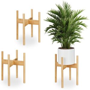 Relaxdays - Plant Stand, Set of 3, Bamboo, Indoor Flowerpot Holder, up to ø: 29 cm, Indoor Home Decor Accessory, Natural