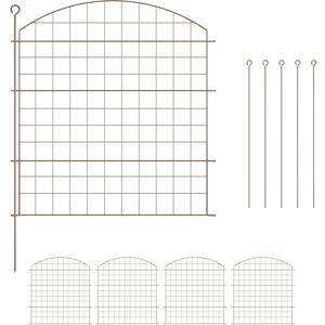Relaxdays - Garden Fence, 5 Border Panels for Pond, HxW: 78 x 75 cm each, Arch, Metal, Lawn & Bed Edging, Push-In, Brown