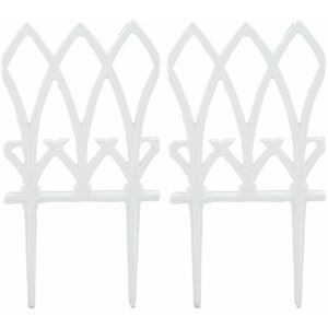 Garden Edging, 2 Piece Set, each 33.5x17.5 cm, Decorative Flowerbed Border, Push-In, Cast Iron, White - Relaxdays