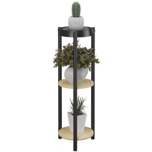 Relaxdays - Plant Stand, 3 Tiers, Flower Display Shelves, 71x24x24 cm, Indoor, for Houseplants & Herbs, Metal, Black/Brown