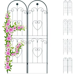 Trellis Set of 2, Metal, 180 x 50 cm, Garden Climbing Aid, Vintage, Arch, Freestanding, Dark Green - Relaxdays