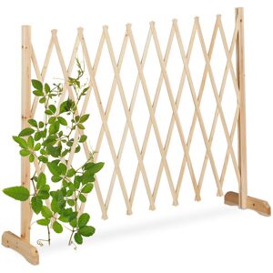 Wooden Trellis, Extendable up to 275 cm, for Climbing Plants, Free Standing Scissor Grille, Garden, Natural - Relaxdays