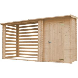 TIMBELA Wooden Garden Shed and Log shed, 19 mm planks - Sheds and Outdoor Storage - Wooden Shed - Small Shed 11'5 ft x 4'9 ft x H6'6 ft /3.64 m2 (4.9 m3
