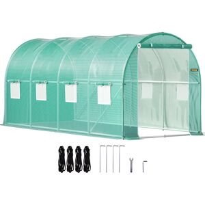 Mophorn - vevor Walk-in Tunnel Greenhouse, 15 x 7 x 7 ft Portable Plant Hot House with Galvanized Steel Hoops, 1 Top Beam, 2 Diagonal Poles, 2