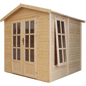 Wooden Garden Office Timbela M351FB+H351FBRED, Modern Garden Cabin to Work from Home, Large Pine and Spruce Garden Room W8ft x L7ft x H8ft, Lockable