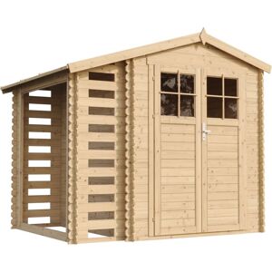 TIMBELA Wooden Garden Shed and Log shed, 19 mm planks - Outdoor garden shed with impregnated floor - 9 ft x 7 ft x H7 ft /4.47 m2 , Waterproof roof, Door