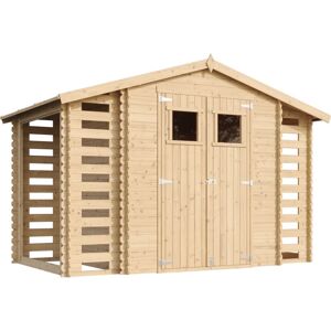 TIMBELA Wooden Garden Shed and Log shed, 19 mm planks - Sheds and Outdoor Storage - Wooden Shed - H218 x 328 x 206 cm / 5.47 m2 (3 m3 capacity), Bike