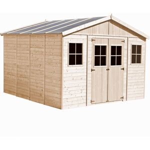 TIMBELA Wooden Garden Shed- Apex Shiplap Wooden Shed 14x14 ft/16m2 - Sheds and Outdoor Storage - Wooden garden storage shed, 17 mm planks - Bike shed, Garden