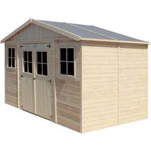 TIMBELA Wooden Garden Shed- Apex Shiplap Wooden Shed W14ft x L7ft x H8ft - Wooden garden storage shed, 17 mm planks - Bike shed, Garden outdoor workshop