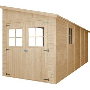 TIMBELA Wooden Garden Shed - Lean-To Shiplap Wooden Shed H243 x 216 x 513 cm / 10 m2 - Sheds and Outdoor Storage - 17 mm planks - Bike shed, Garden outdoor
