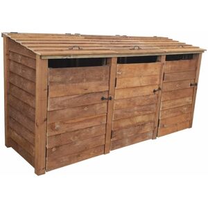 ARBOR GARDEN SOLUTIONS Wooden wheelie bin storage, for triple 240l waste bins (brown finish)
