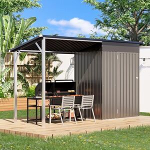 YODOLLA 3x5ft Garden Shed With Gazebo, Outdoor Open-Sided Storage Shed