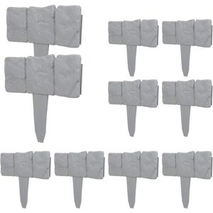MEMKEY 10 pieces of fence edging, grey palisade, stone look, fence lawn edging for garden lawn MEMKEY 10 pieces of fence edging, grey palisade, stone look, fence lawn edging for garden lawn