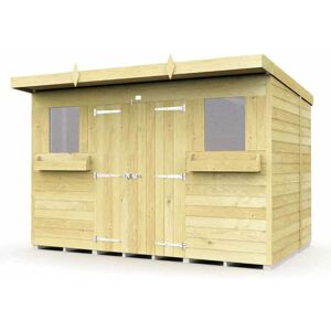 10 x 5 Feet Pent Summer Shed - Wood - L147 x W302 x H201 cm 10 x 5 Feet Pent Summer Shed - Wood - L147 x W302 x H201 cm