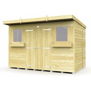 10 x 7 Feet Pent Summer Shed - Wood - L214 x W302 x H201 cm 10 x 7 Feet Pent Summer Shed - Wood - L214 x W302 x H201 cm