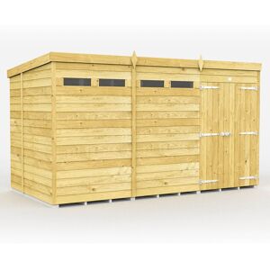 12 x 7 Feet Pent Security Shed - Double Door - Wood - L214 x W358 x H201 cm 12 x 7 Feet Pent Security Shed - Double Door - Wood - L214 x W358 x H201 cm