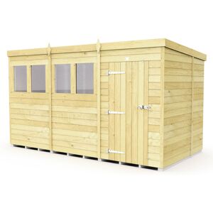 12 x 7 Feet Pent Shed - Single Door With Windows - Wood - L214 x W358 x H201 cm 12 x 7 Feet Pent Shed - Single Door With Windows - Wood - L214 x W358 x H201 cm