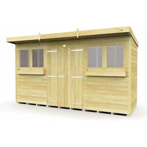 12 x 4 Feet Pent Summer Shed - Wood - L118 x W358 x H201 cm 12 x 4 Feet Pent Summer Shed - Wood - L118 x W358 x H201 cm