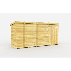 13 x 4 Feet Pent Shed - Double Door Without Windows - Wood - L118 x W387 x H201 cm 13 x 4 Feet Pent Shed - Double Door Without Windows - Wood - L118 x W387 x H201 cm