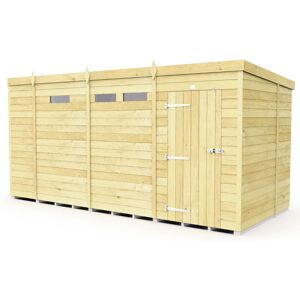 13 x 6 Feet Pent Security Shed - Single Door - Wood - L178 x W387 x H201 cm 13 x 6 Feet Pent Security Shed - Single Door - Wood - L178 x W387 x H201 cm