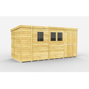 13 x 7 Feet Pent Shed - Double Door With Windows - Wood - L214 x W387 x H201 cm 13 x 7 Feet Pent Shed - Double Door With Windows - Wood - L214 x W387 x H201 cm