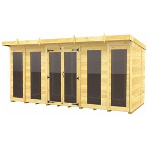 14ft x 5ft Pent Summer House (Full Height Window) - Wood - L147 x W417 x H201 cm 14ft x 5ft Pent Summer House (Full Height Window) - Wood - L147 x W417 x H201 cm