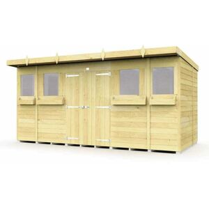 14 x 5 Feet Pent Summer Shed - Wood - L147 x W417 x H201 cm 14 x 5 Feet Pent Summer Shed - Wood - L147 x W417 x H201 cm