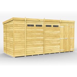 15 x 7 Feet Pent Security Shed - Double Door - Wood - L214 x W454 x H201 cm 15 x 7 Feet Pent Security Shed - Double Door - Wood - L214 x W454 x H201 cm