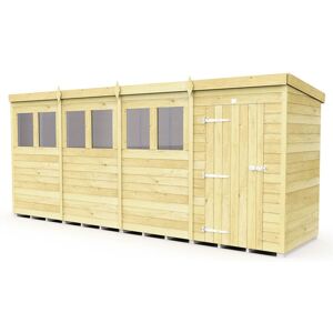 16 x 4 Feet Pent Shed - Single Door With Windows - Wood - L118 x W474 x H201 cm 16 x 4 Feet Pent Shed - Single Door With Windows - Wood - L118 x W474 x H201 cm