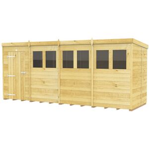 16 x 5 Feet Pent Shed - Single Door With Windows - Wood - L147 x W474 x H201 cm 16 x 5 Feet Pent Shed - Single Door With Windows - Wood - L147 x W474 x H201 cm