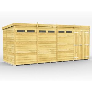16 x 6 Feet Pent Security Shed - Double Door - Wood - L178 x W474 x H201 cm 16 x 6 Feet Pent Security Shed - Double Door - Wood - L178 x W474 x H201 cm