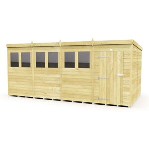 16 x 8 Feet Pent Shed - Single Door With Windows - Wood - L231 x W474 x H201 cm 16 x 8 Feet Pent Shed - Single Door With Windows - Wood - L231 x W474 x H201 cm