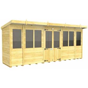 16ft x 4ft Pent Summer House - Wood - L118 x W474 x H201 cm 16ft x 4ft Pent Summer House - Wood - L118 x W474 x H201 cm