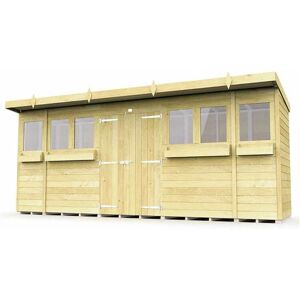 16 x 4 Feet Pent Summer Shed - Wood - L118 x W474 x H201 cm 16 x 4 Feet Pent Summer Shed - Wood - L118 x W474 x H201 cm