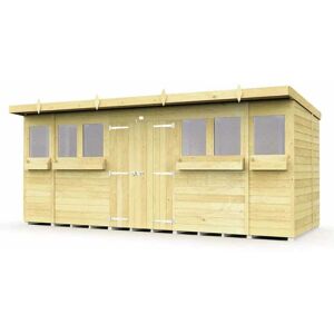 16 x 7 Feet Pent Summer Shed - Wood - L214 x W474 x H201 cm 16 x 7 Feet Pent Summer Shed - Wood - L214 x W474 x H201 cm