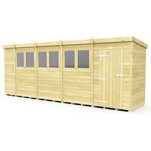 18 x 4 Feet Pent Shed - Single Door With Windows - Wood - L118 x W533 x H201 cm 18 x 4 Feet Pent Shed - Single Door With Windows - Wood - L118 x W533 x H201 cm