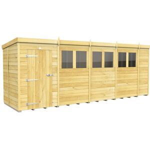18 x 5 Feet Pent Shed - Single Door With Windows - Wood - L147 x W533 x H201 cm 18 x 5 Feet Pent Shed - Single Door With Windows - Wood - L147 x W533 x H201 cm