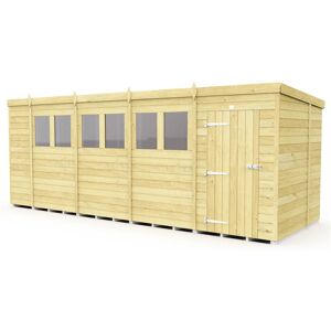 18 x 6 Feet Pent Shed - Single Door With Windows - Wood - L178 x W533 x H201 cm 18 x 6 Feet Pent Shed - Single Door With Windows - Wood - L178 x W533 x H201 cm