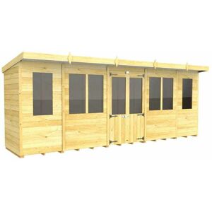 18ft x 4ft Pent Summer House - Wood - L118 x W533 x H201 cm 18ft x 4ft Pent Summer House - Wood - L118 x W533 x H201 cm