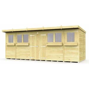 18 x 7 Feet Pent Summer Shed - Wood - L214 x W533 x H201 cm 18 x 7 Feet Pent Summer Shed - Wood - L214 x W533 x H201 cm