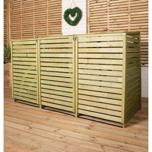 Samuel Alexander - 1.99m x 1.22m Large Wooden Outdoor Garden Triple Wheelie Bin Store Storage for 3 Bins Samuel Alexander - 1.99m x 1.22m Large Wooden Outdoor Garden Triple Wheelie Bin Store Storage for 3 Bins