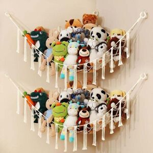 SNQ 2-Piece Toy Storage Hammock, Boho Stuffed Animal Storage Hammock, Hanging Organizer for Kids Rooms to Store Stuffed Animals SNQ 2-Piece Toy Storage Hammock, Boho Stuffed Animal Storage Hammock, Hanging Organizer for Kids Rooms to Store Stuffed Animals