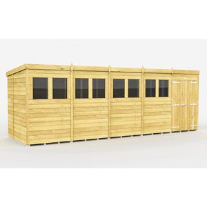 20 x 6 Feet Pent Shed - Double Door With Windows - Wood - L178 x W589 x H201 cm 20 x 6 Feet Pent Shed - Double Door With Windows - Wood - L178 x W589 x H201 cm