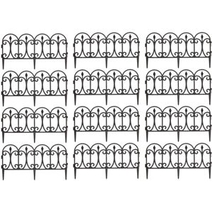 SAMUEL ALEXANDER 3 x 23cm 4 Piece Black Ornate Garden Border Fence Edging SAMUEL ALEXANDER 3 x 23cm 4 Piece Black Ornate Garden Border Fence Edging