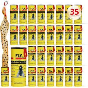 Sjqka - 35 Pack Indoor Outdoor Fly Traps - Hanging Adhesive Tape - Fruit Fly Tape - Indoor Gnat Traps Sjqka - 35 Pack Indoor Outdoor Fly Traps - Hanging Adhesive Tape - Fruit Fly Tape - Indoor Gnat Traps