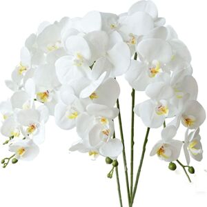 Serbia - 4 pcs Orchidée Phalaenopsis Artifici Fleurs Blanches 70cm avec Feuilles d'Orchidée Artificis Serbia - 4 pcs Orchidée Phalaenopsis Artifici Fleurs Blanches 70cm avec Feuilles d'Orchidée Artificis
